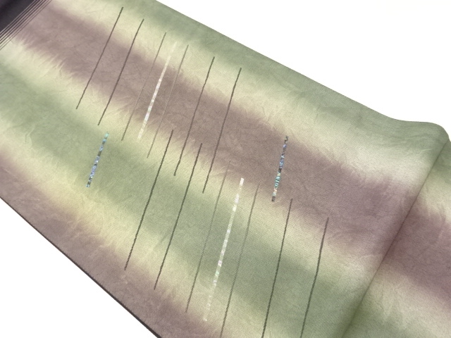 JAPANESE FUKURO OBI / SHELL INLAY / WOVEN DIAGONAL STRIPE